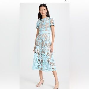 NWOT Self-Portrait Guipure Lace Dress in Baby Blue Sz 6 US / UK 10 / Small